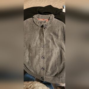 Love Stitch Gray Cape Jacket with High Collar